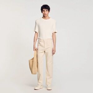Sandro Men's Straight Jeans in Cream